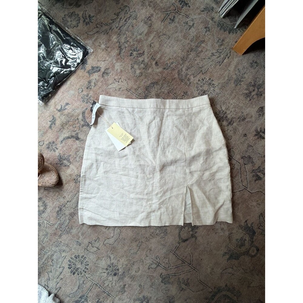 Wilfred Patio Linen Mini Skirt Size 8 Natural Ecru